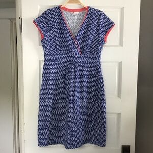 Boden Summer Dress Women’s 8 Petite Blue White Coral Like New